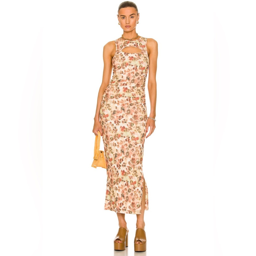 Nanushka Rilo Cut-Out Sleeveless Dress Watercolor Wash Animal Large NWT! $395